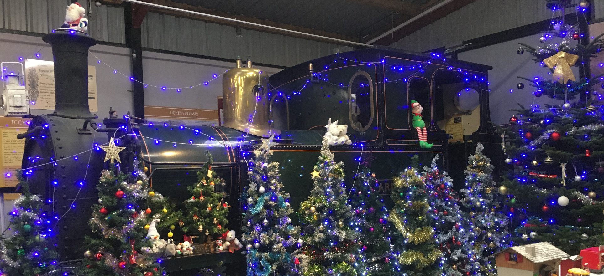 Steam loco in Santa's shed